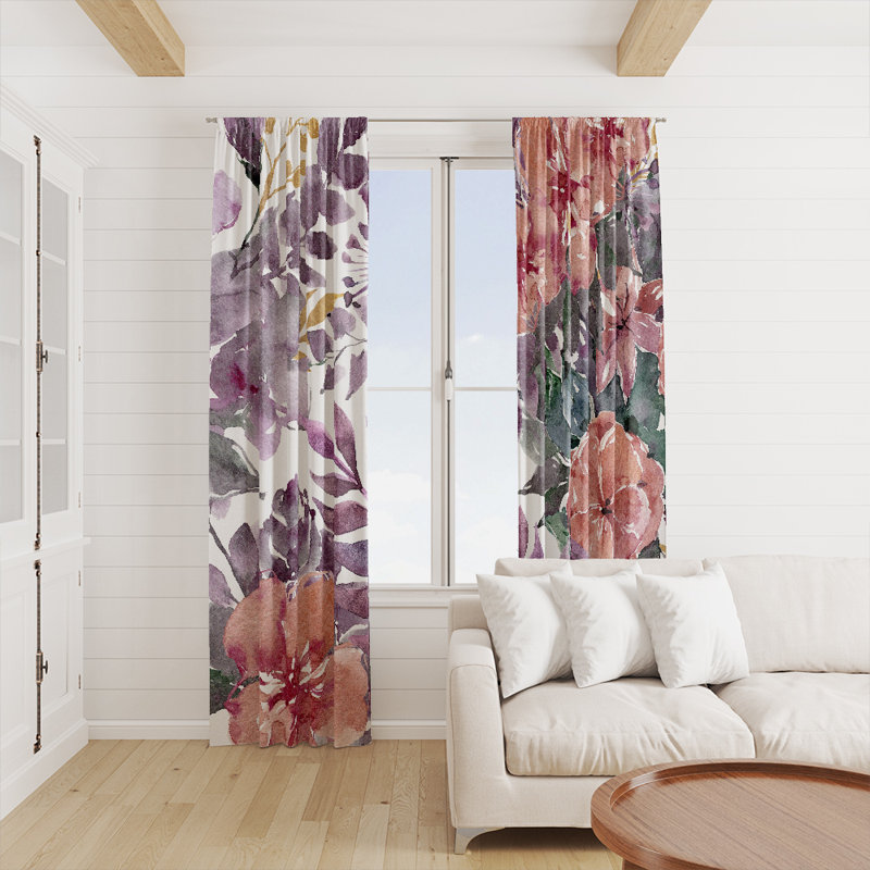 Panneau de rideau floral semi-transparent, L 20 po x L 82 po