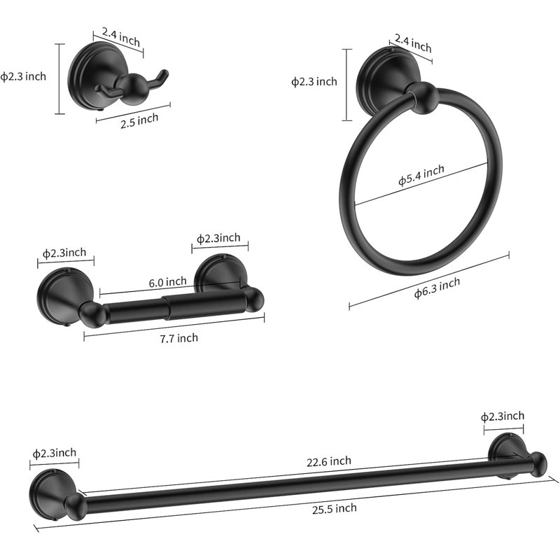 8-Piece Bathroom Accessories Set - Stainless Steel Towel Bars, Toilet Paper Holders, Towel Rings And Hooks - Complete Bathroom Hardware Kit For Modern Homes