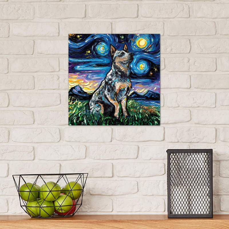 Blue Heeler Night 1 Piece Wrapped Canvas Painting, 30.48 cm H x 30.48 cm W
