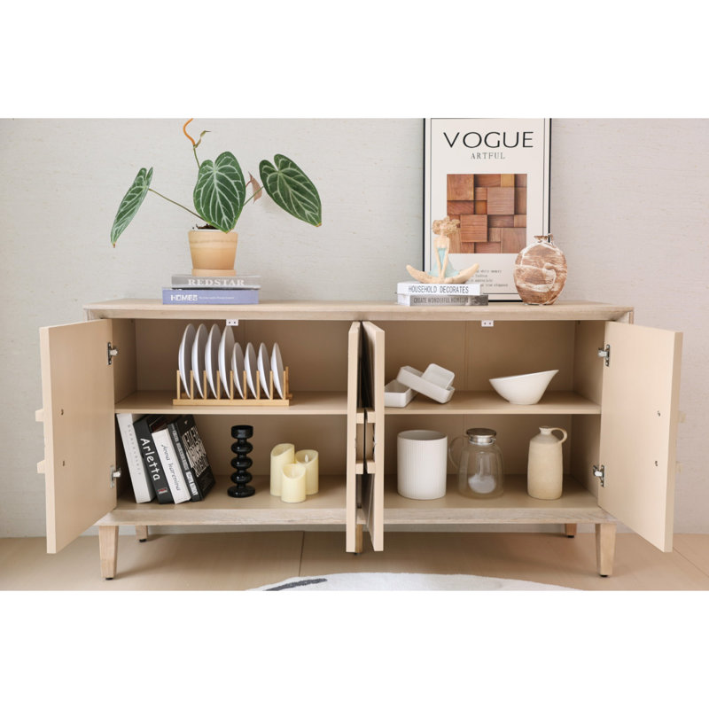 Crédence rustique de 60 pouces avec porte Sunburst pour le salon, Naturel antique