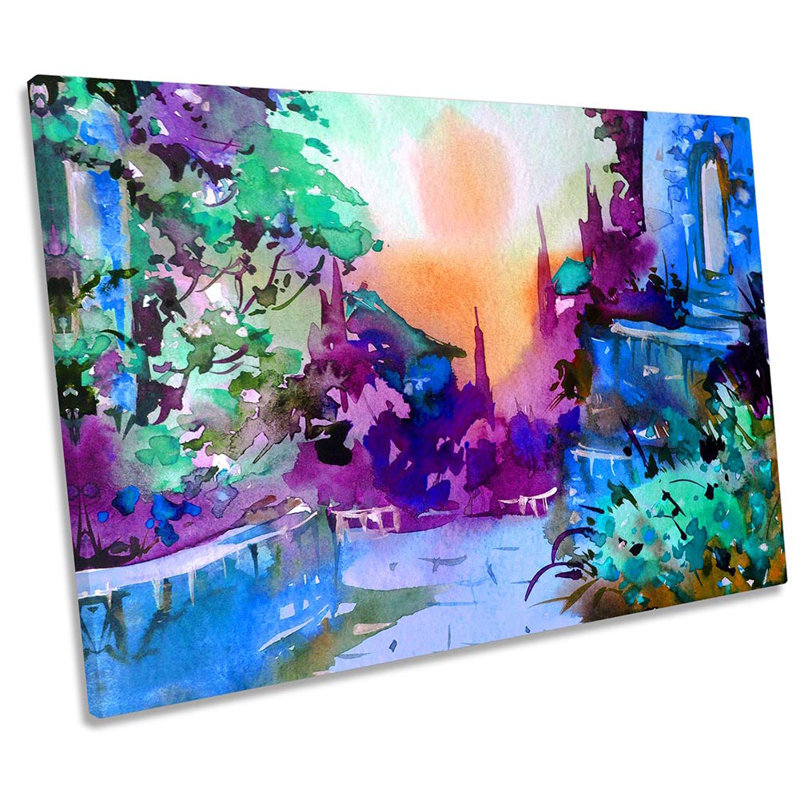 Z2111 Mediterranean Landscape Floral - Wrapped Canvas Art Prints, 81.3cm H x121.9cm W x4cm D 