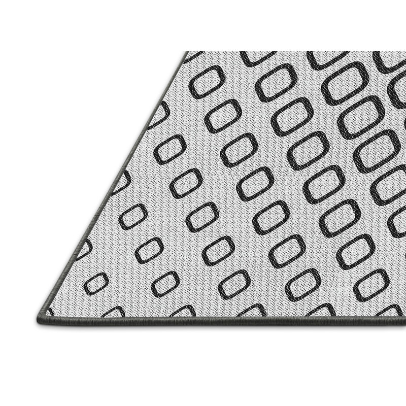 Tapis noir/gris à motifs, Rectangle 2 pi x 5 pi