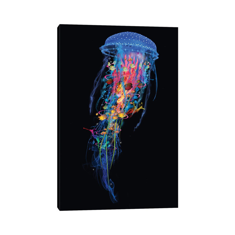 Electric Blue Jellyfish by David Loblaw - Wrapped Canvas Print, 66.04 cm H x 45.72 cm W x 1.91 cm D
