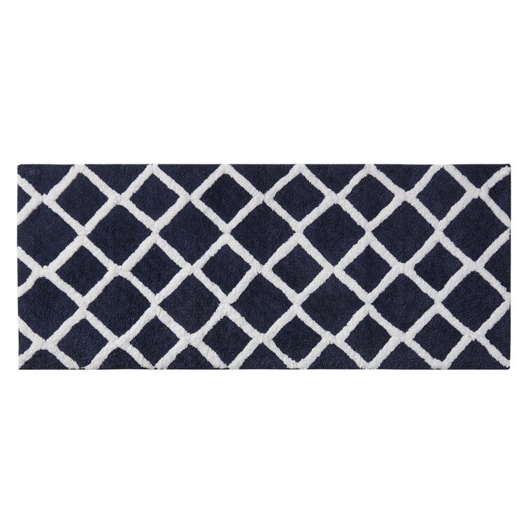 Hayzley Bath Rug Union Rustic Color: Navy, Size: 24 W x 60 L