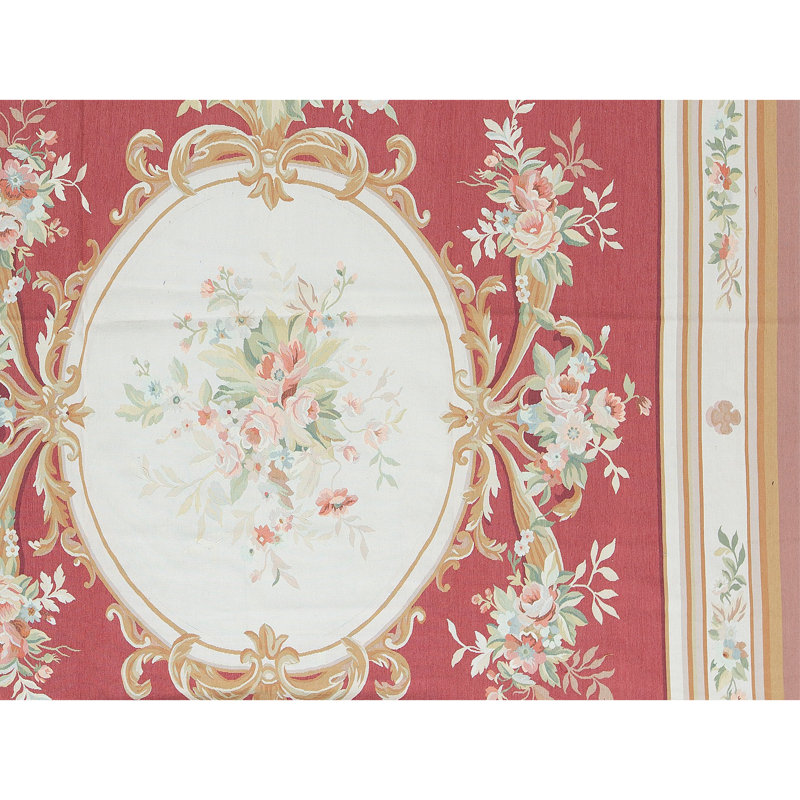Hand-Knotted High-Quality Red and Ivory Area Rug