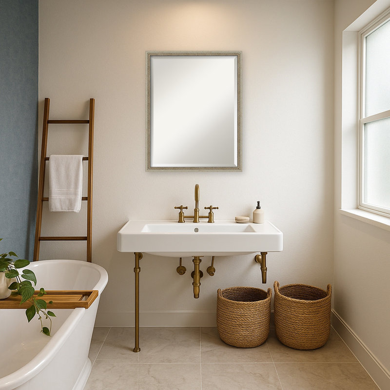Miroir mural de salle de bain Petronella, L 24 po x H 30 po, Argent Castellan