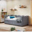 Lit de jour simple en vichy douillet avec deux tiroirs de rangement, avec port USB et adorable tissu en forme de vague-179574918-179574939