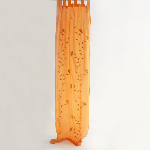 Panneau de rideau simple floral semi-transparent avec pattes