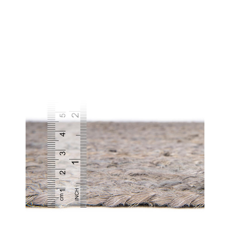 Tapis gris en jute / sisal fabriqué à la main Judlaph, Ovale 5 pi 1 po x 8 pi