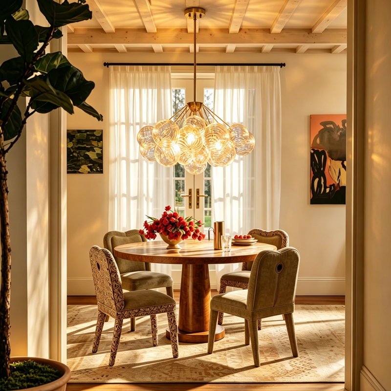 3 - Light Dimmable Glass Bubble Chandeliers
