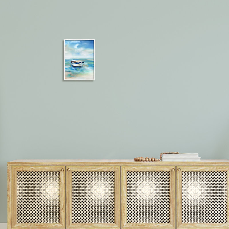 Peinture, Giclée encadrée blanc bord de mer, H 14 po x l 11 po x P 1,5 po