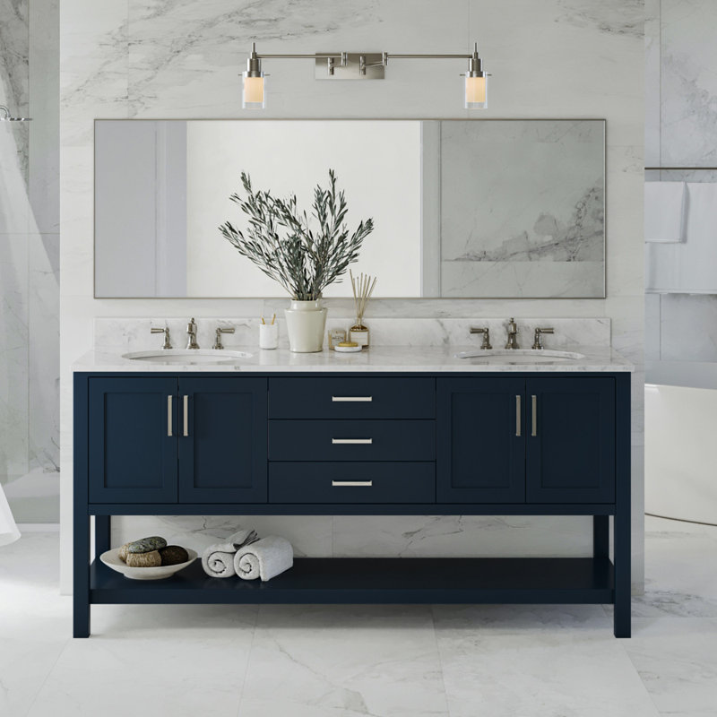 Magnolia Bath Vanity Rectangular Basin S073DCW2R, White, Rectangle ,  73"