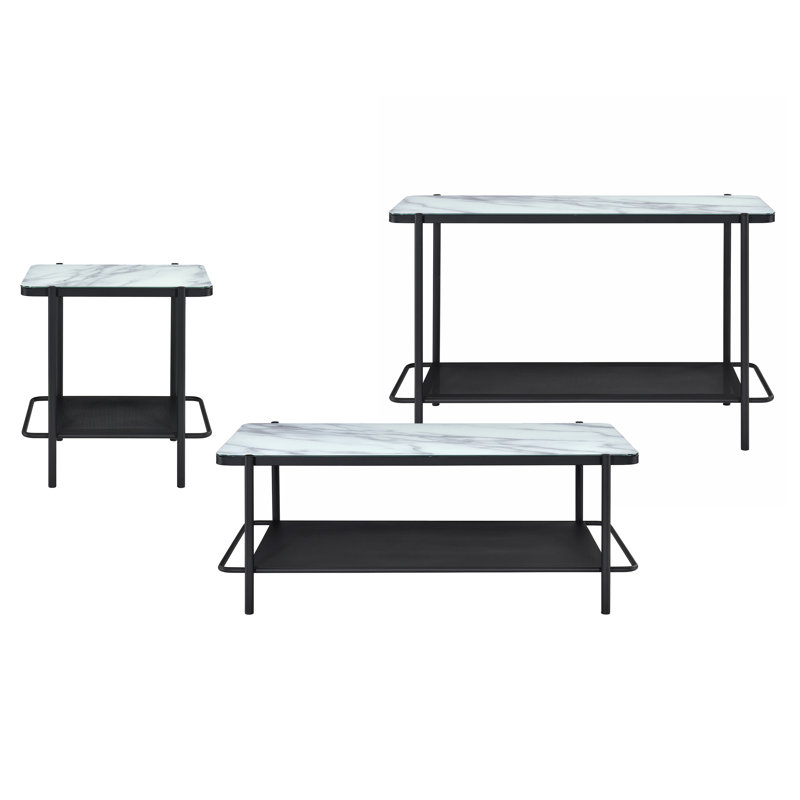 Ensemble de tables basses, 3 pièces: console, table de bout, table basse