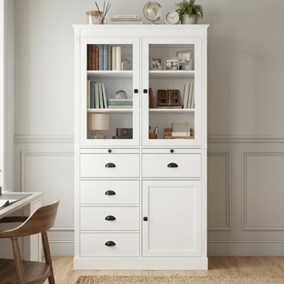 Garde-manger rétro de 40 po x P 20 po x H 72 po avec 5 tiroirs et 2 plateaux de service coulissants