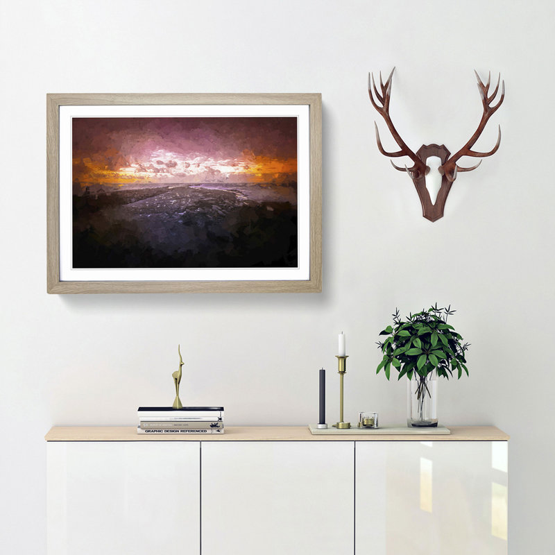 Filey Brigg in North Yorkshire - Picture Frame Graphic Art Print, 35cm H x 50cm W x 2cm D, Oak