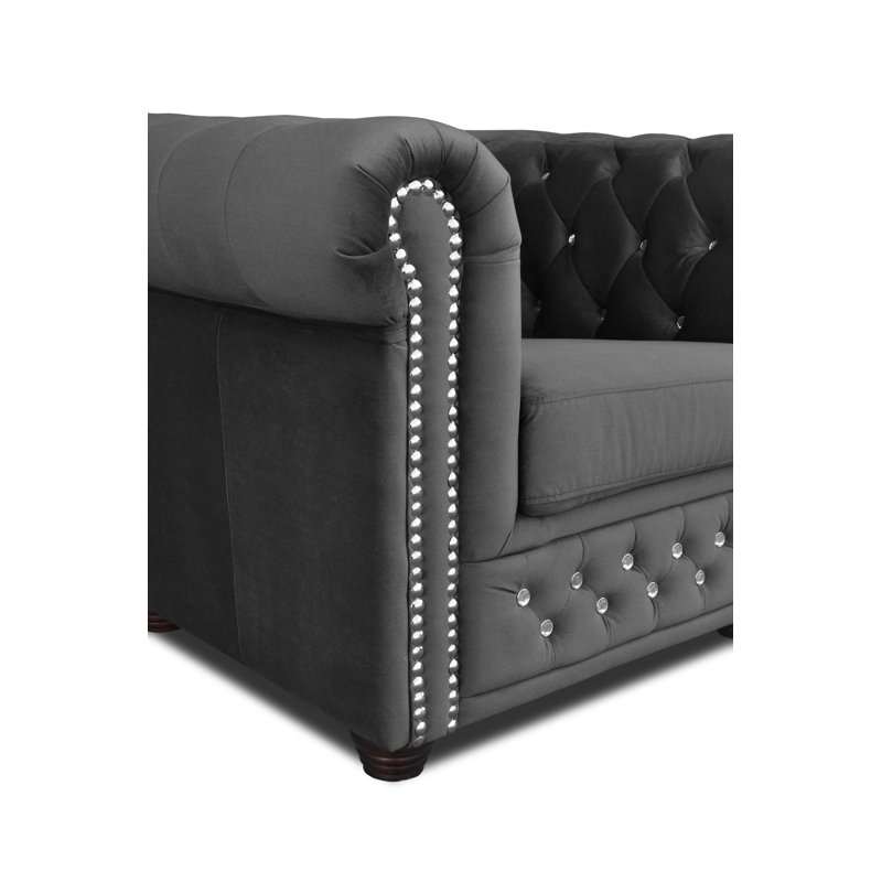 Sade Velvet Loveseat, Dark grey