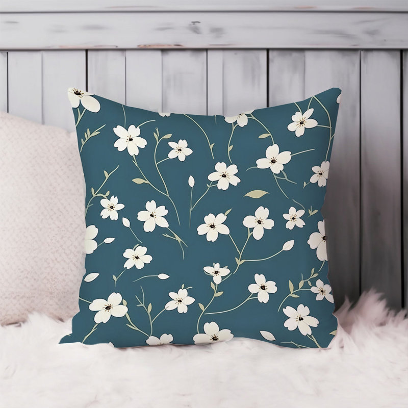 Floral Jasmine Flowers Pattern XII Modern, 18"H x 18"W