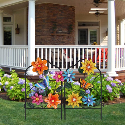 Ensemble de 2 piquets de jardin décoratifs en métal