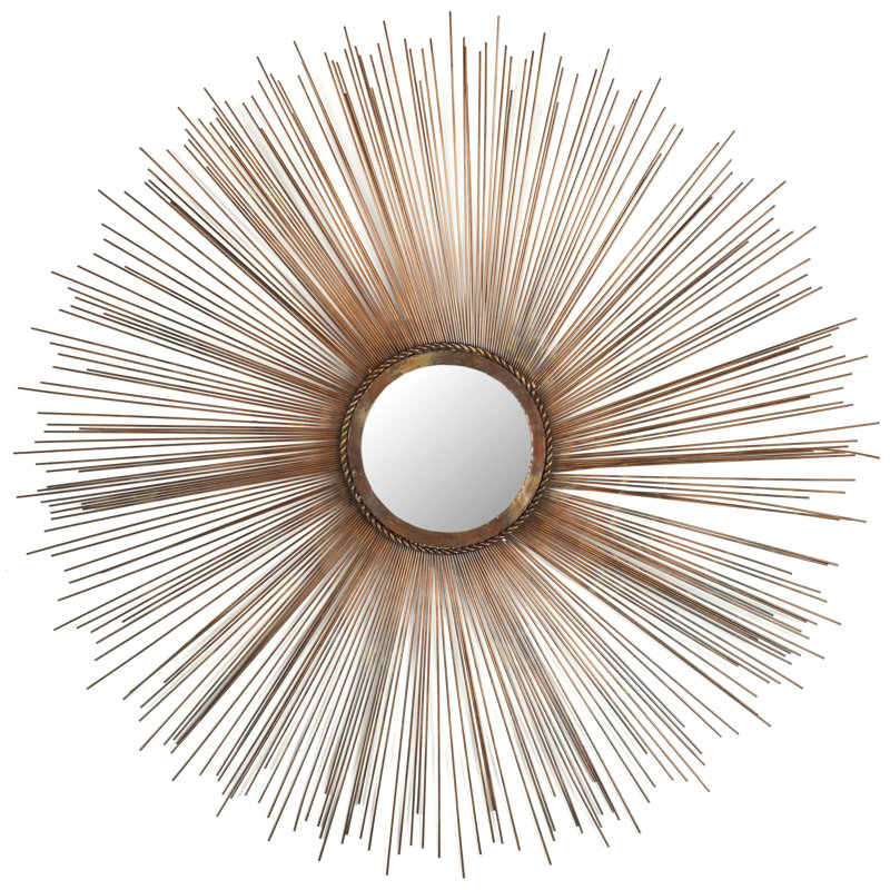 Caldicot Sunburst Framed Accent Mirror in Burnt Copper