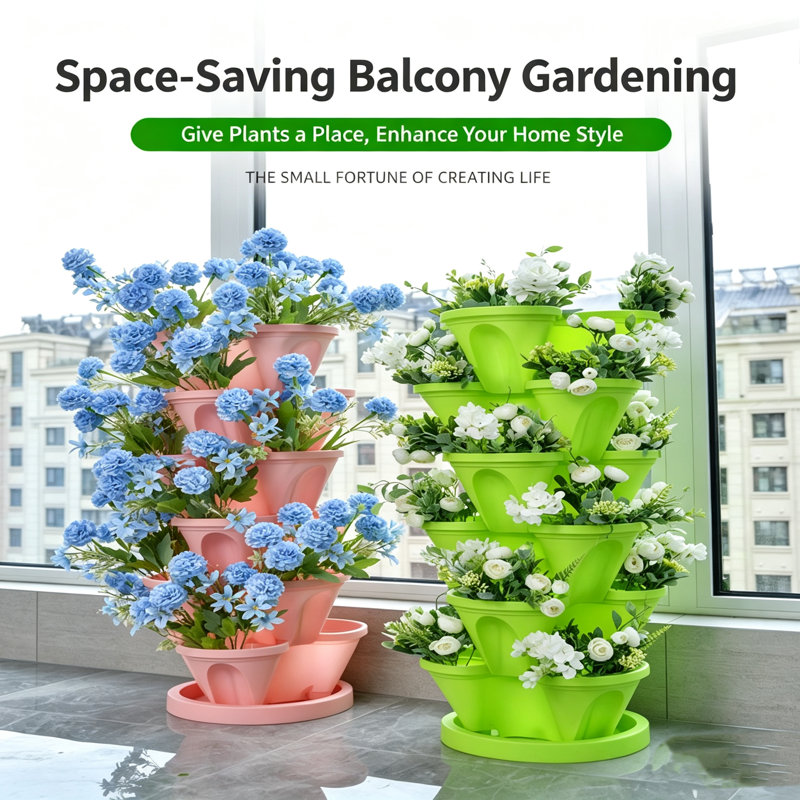 4-Tier Stackable Vertical Planter Tower