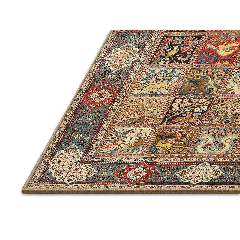 Tapis traditionnel mehroon/noir/crème Everetts, Rectangle 3 pi x 5 pi