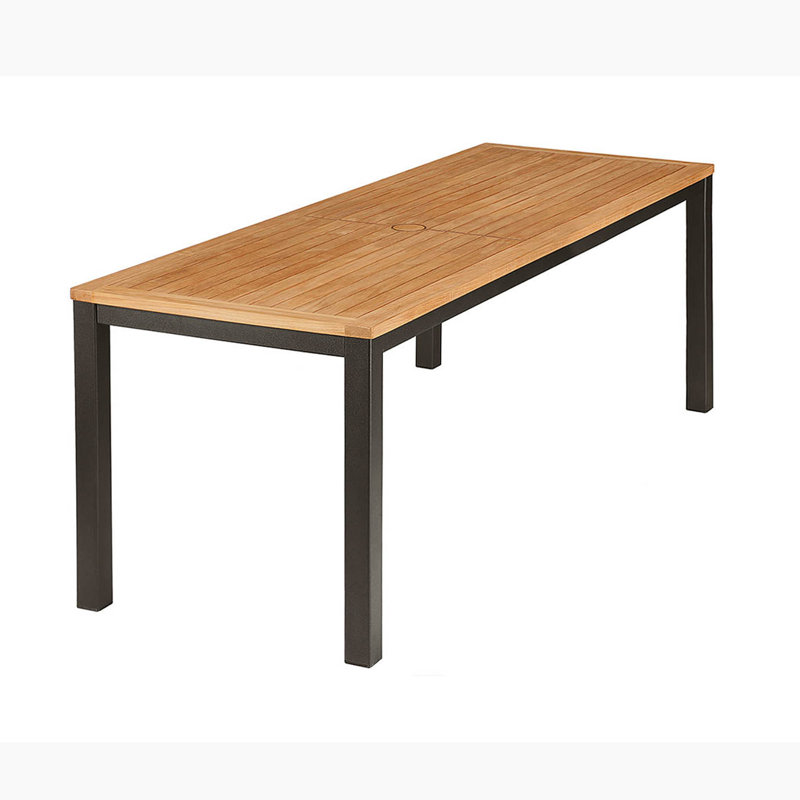 Aura Aluminum & Teak Narrow Dining Table, Graphite, 29" H x 79" W x 28" D