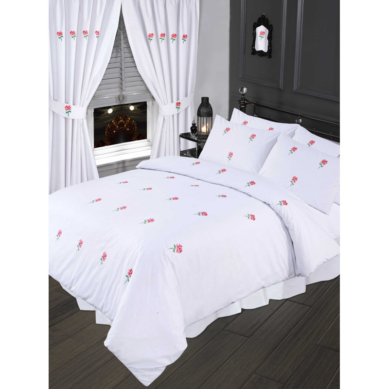 BLUSH Poteau Embroidered Pencil Pleat Semi Sheer Curtains