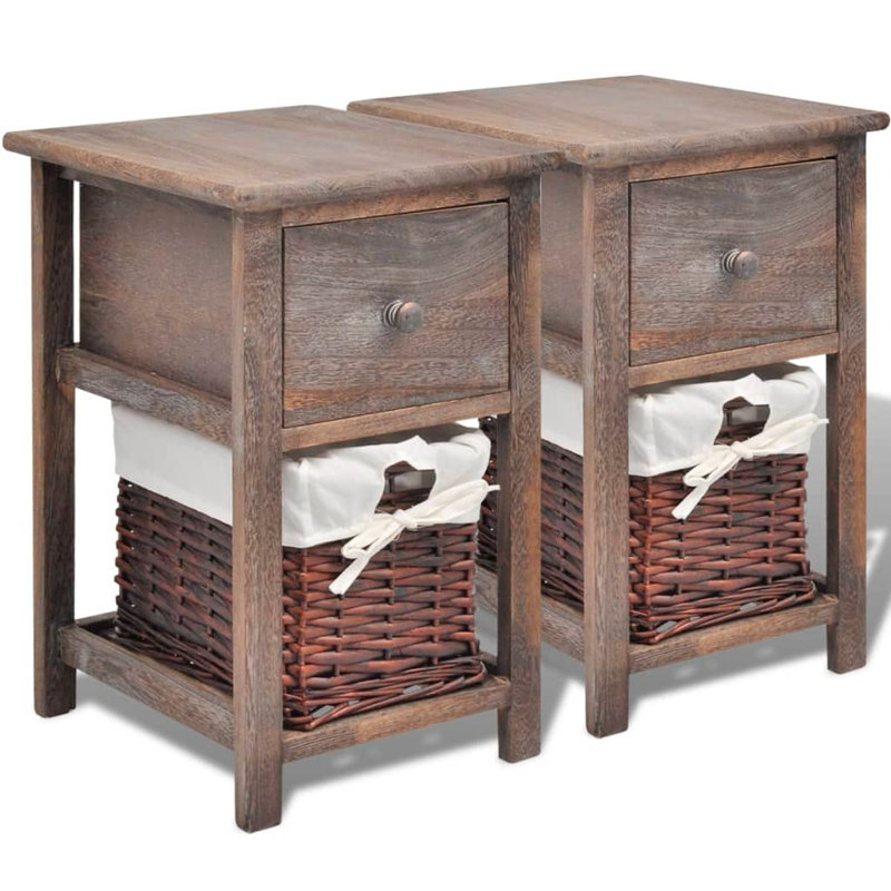 Bridgeview 28cm W Wood Bedside Table, Brown