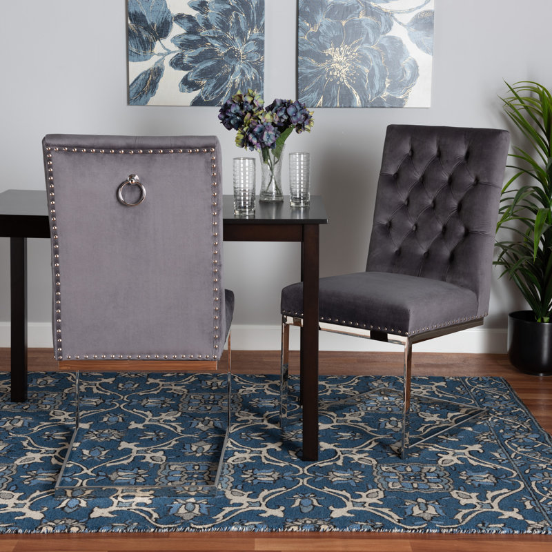 Chaise parsons capitonnée et rembourrée à dossier solide, Gris