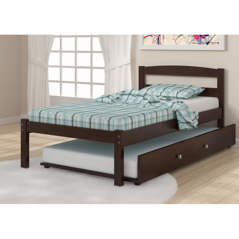 Goddard Solid Wood Platform Bed with Trundle, Twin, Dark Cappuccino