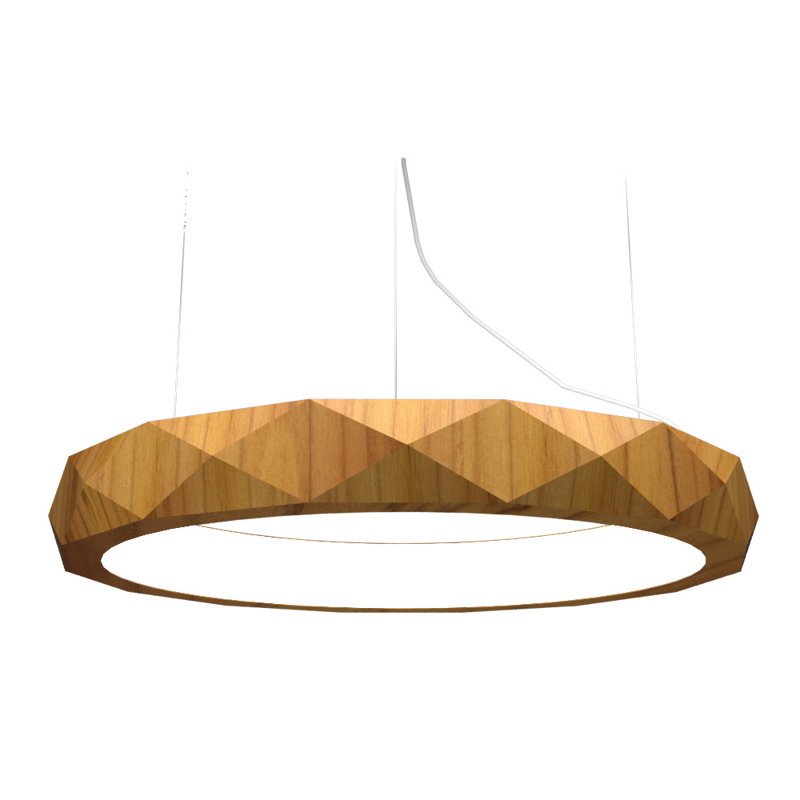 1 - Light LED Pendant, Teak, 4.68" H x 39" W x 39" D