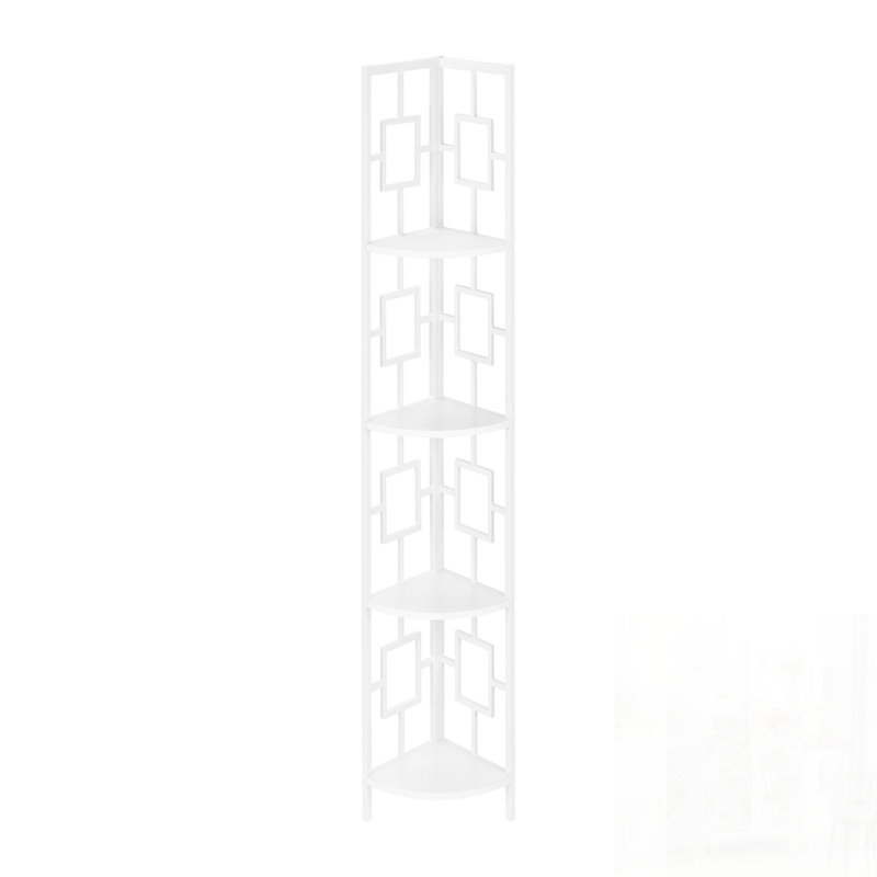 Modern Metal Corner Etagere Bookcase, 4 Tier Shelves for Space-Saving and Stylish Storage in Office or Bedroom., White