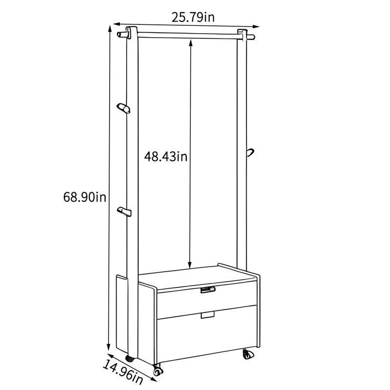 Movable Coat Rack with Storage