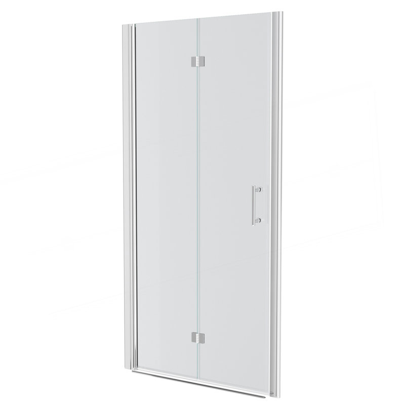Porte de douche pliante sans cadre 36 po x l 72 po avec verre trempé, Chrome