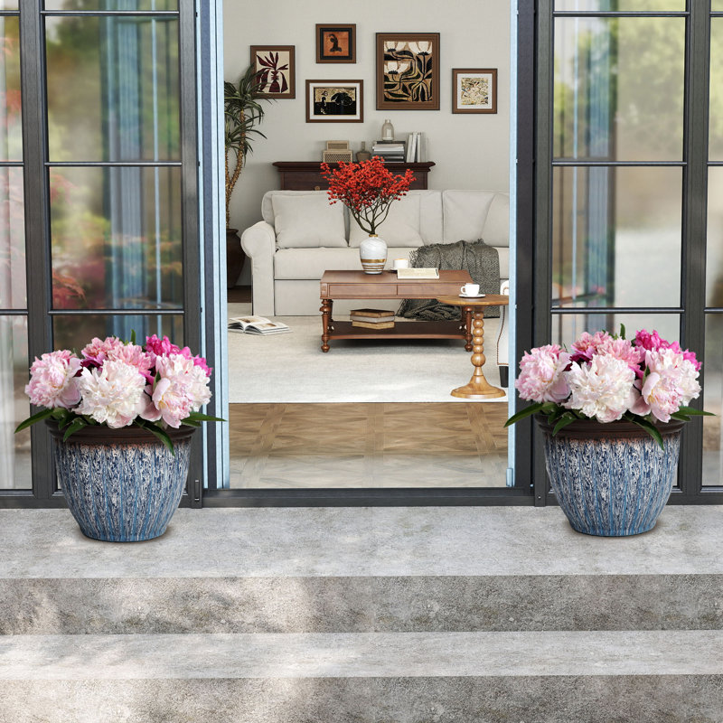 Grandes jardinières rondes bohémiennes, pots à fleurs décoratifs 12,25 po, pots de fleurs intérieur extérieur