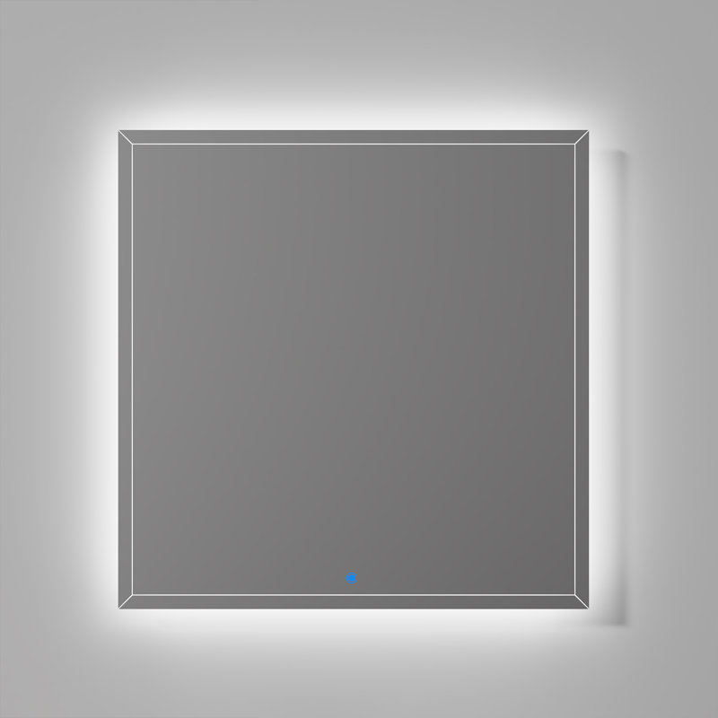  Angela LED Backlit Frameless Lighted Bathroom Vanity Wall Mounted Mirror, 30" x 29.5"