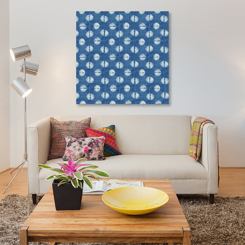 «Blue Shibori II», impression sur toile, H 12 po x l 12 po x P 0,75 po, Pas de tapis, Toile tendue