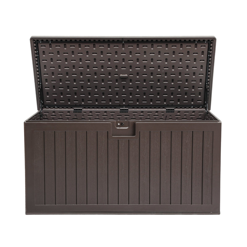 Balconera 150 Gallon Water Resistant Resin Lockable Deck Box, Black, 150