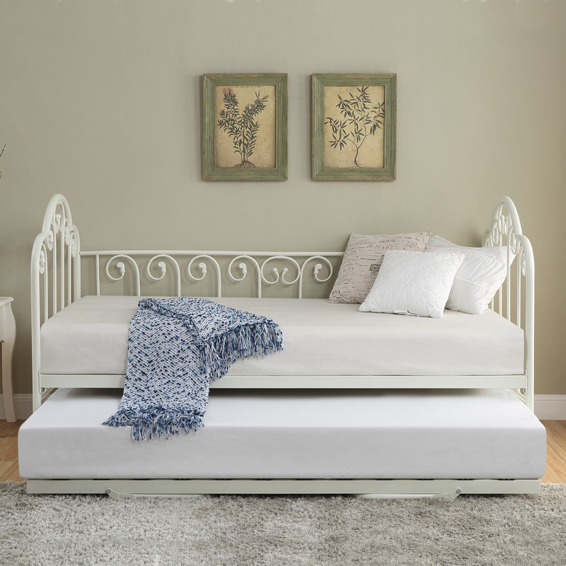 Fredric Metal Daybed with Trundle, White