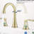 Brushed Gold Bathroom Sink Faucet 8" Widespread - 2 Handles, 3 Holes, 360 Swivel Spout, Easy To Operate Chemicals-121679418