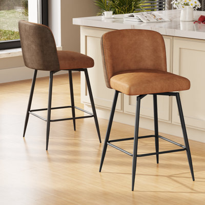 Swivel 26.8'' Faux Leather Counter Stool