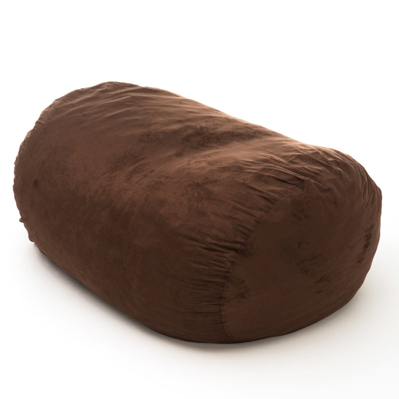 Fauteuil à billes 6,5 pieds en daim brun - confort cylindrique moderne. Rembourrage en mousse haute pour plus de douceur. Housse à fermeture à glissière amovible, lavable à la machine. 70 po de profondeur, 45 de largeur, 33 de hauteur, 68 lb 16 sacs de poids de 48 lb