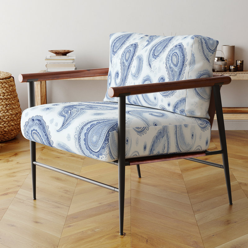 Chaise rembourrée French Country, Bras ronds bruns