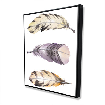 Ensemble de plumes à rayures horizontales | Décoration sur toile encadrée