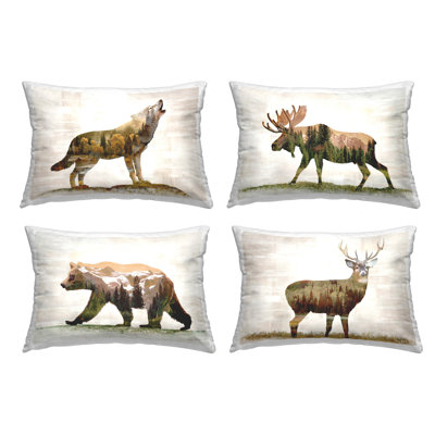 Coussin décoratif à motif rustique Woodland Animals par Amber Sterling (ensemble de 4)