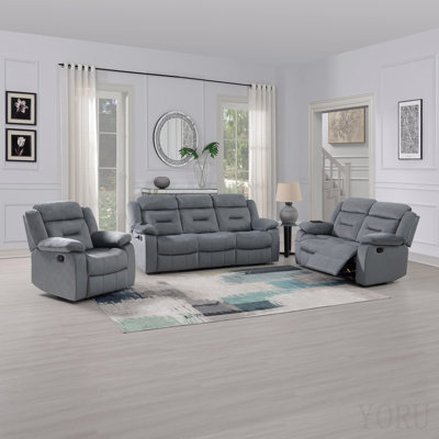 Fauteuil inclinable contemporain en velours de couleur gris foncé à mouvement manuel 1pc
