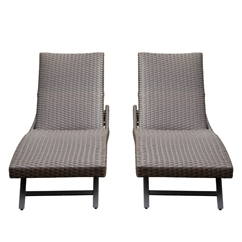 Chaise longue d'extérieur en osier 2 pièces