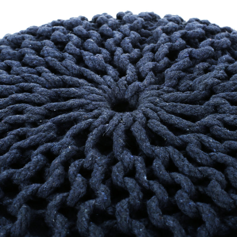 Bordeaux  Knitted Cotton Round Pouf