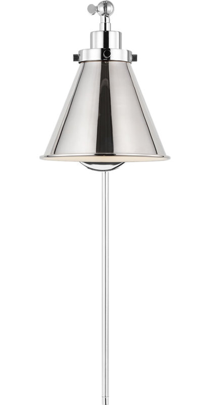 Wellfleet One-Arm Cone Sconce, Midnight Black, Polished Nickel