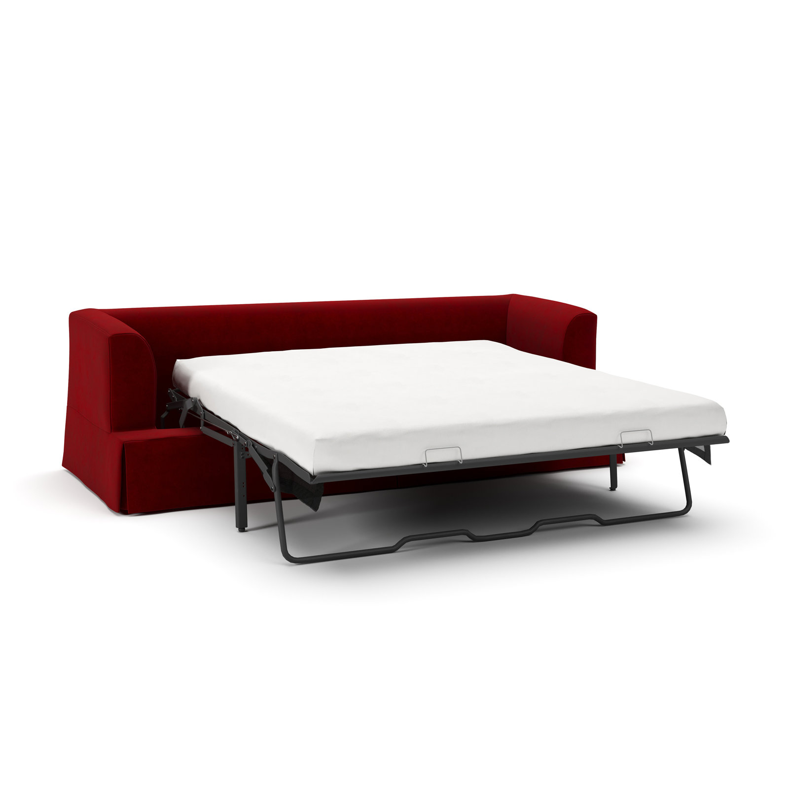 Lucia 92.5'' Upholstered Sleeper Sofa, Bella Ruby Performance Velvet